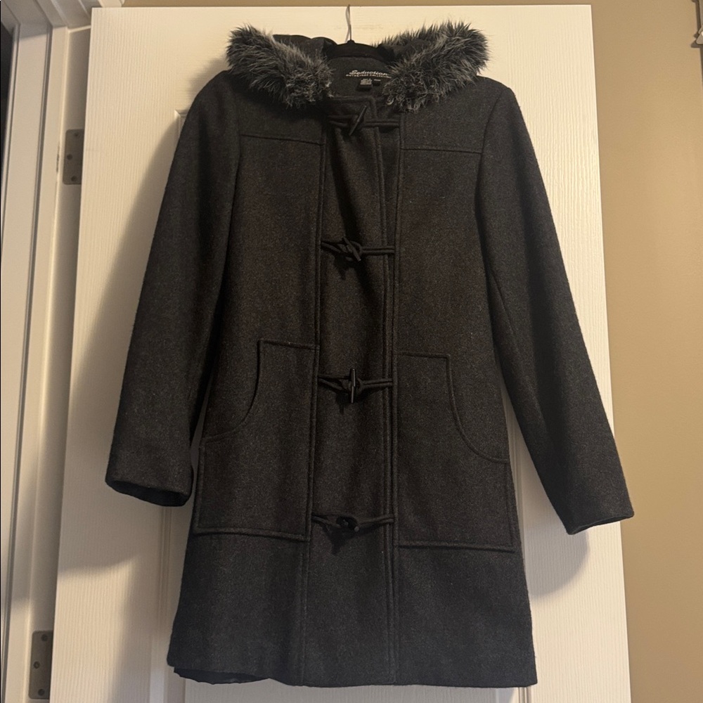 Toggle Coat with Faux Fur Hood